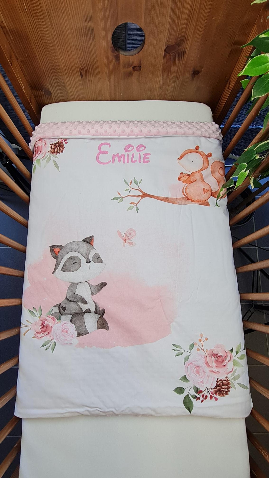 Couverture Plaid Bébé | Arbre Raton Ecureuil | 70cm x 95cm | A Personnaliser
