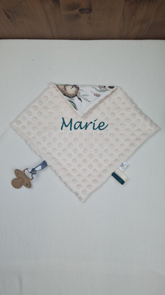 Créez Votre Doudou Coton & Minky Carré Personnalisé | 30cm | Fille