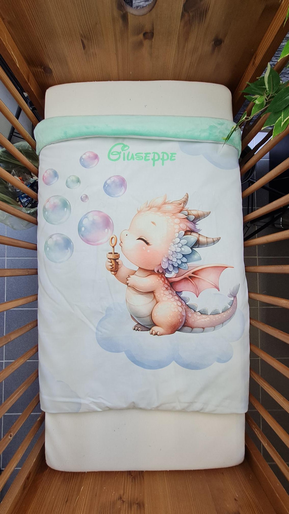 Couverture Plaid Bébé | Dragon Blanc | 70cm x 95cm | A Personnaliser