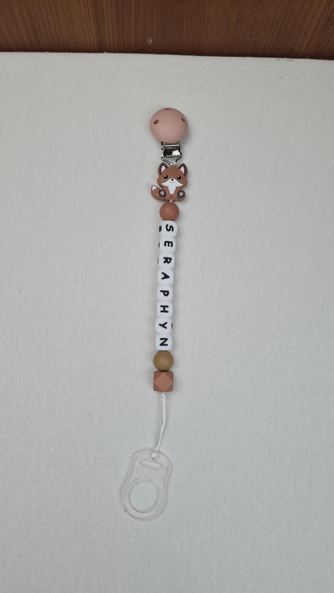 Attache Sucette A Perles En Silicone | Prénom Personnalisée | Baby Renard