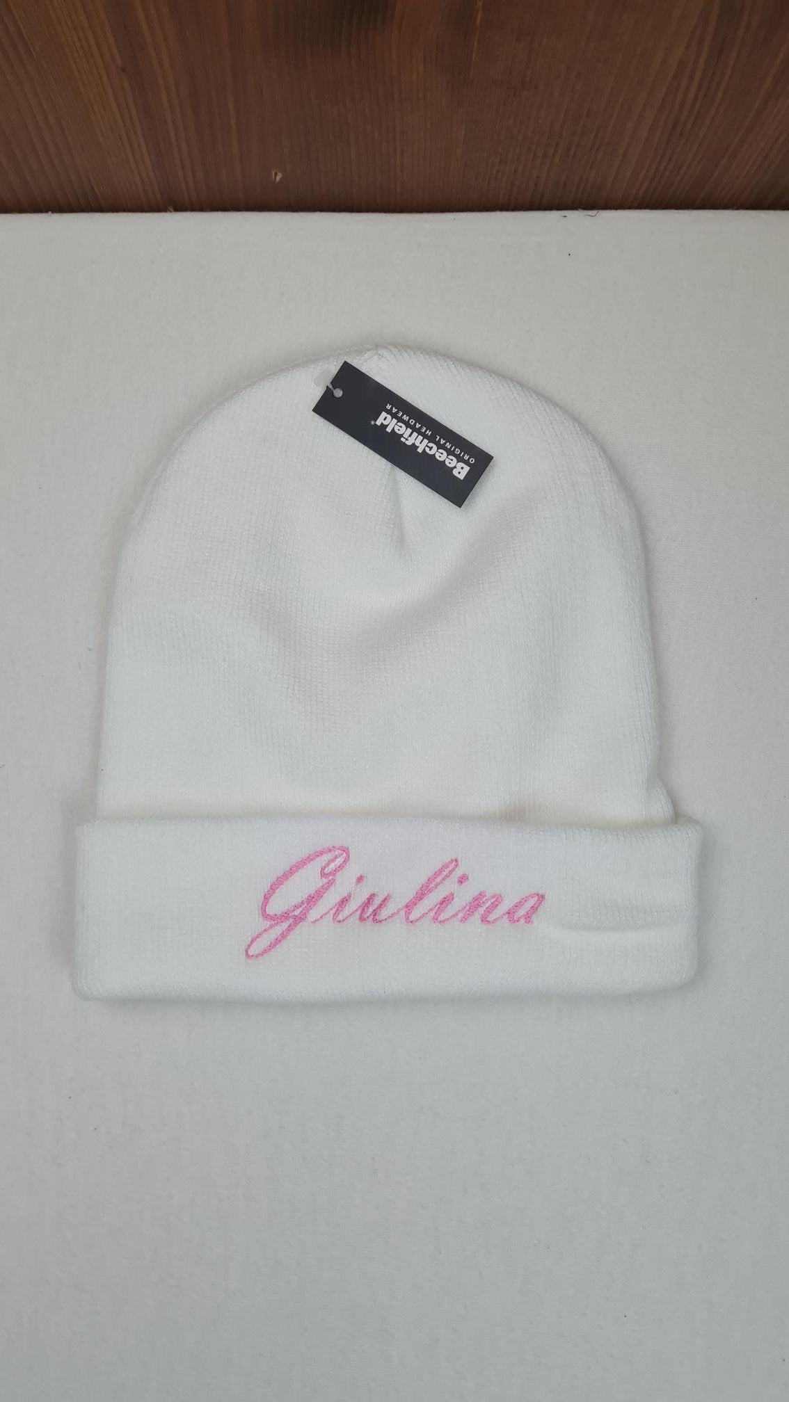 Bonnet Rabat Avec Prénom Brodé | Taille Unique | Blanc