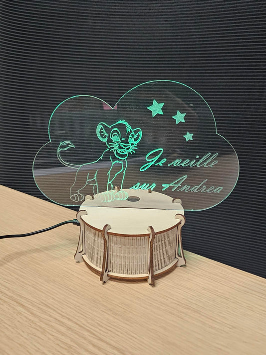 Veilleuse LED 15cm Personnalisée | Nuage | Avec prénom et personnage