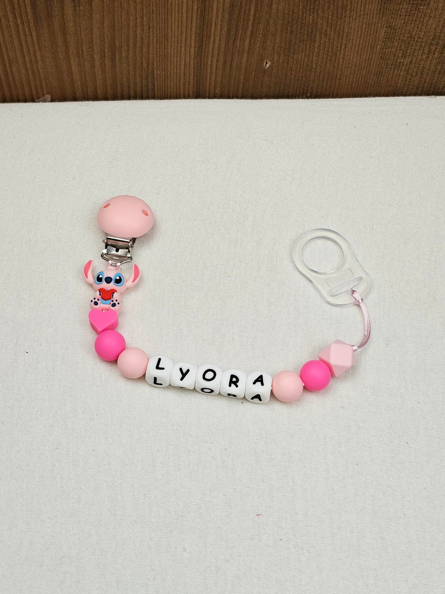 Attache Sucette A Perles En Silicone | Prénom Personnalisée | Angel Cœur