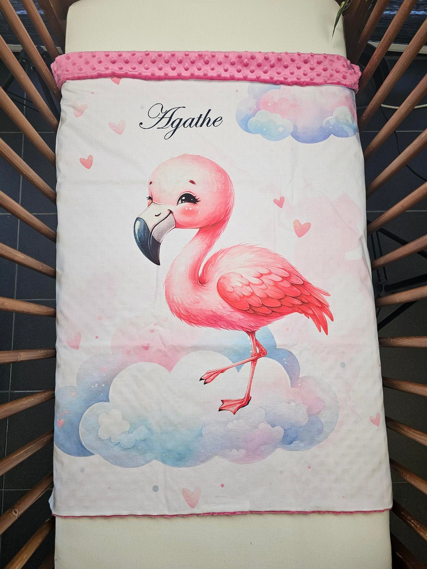 Couverture Plaid Bébé | Flamand Rose | 70cm x 95cm | A Personnaliser
