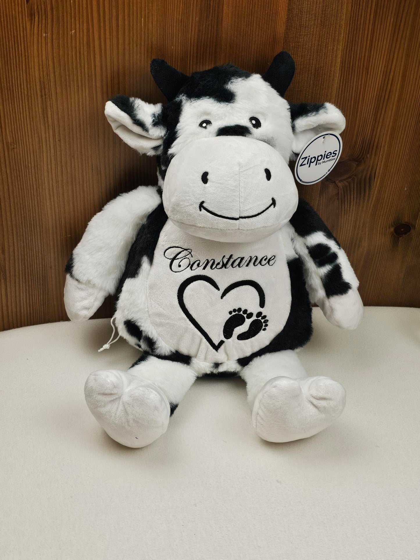 Peluche Mumbles Zippies Brodée | Vache Blanche | A personnaliser