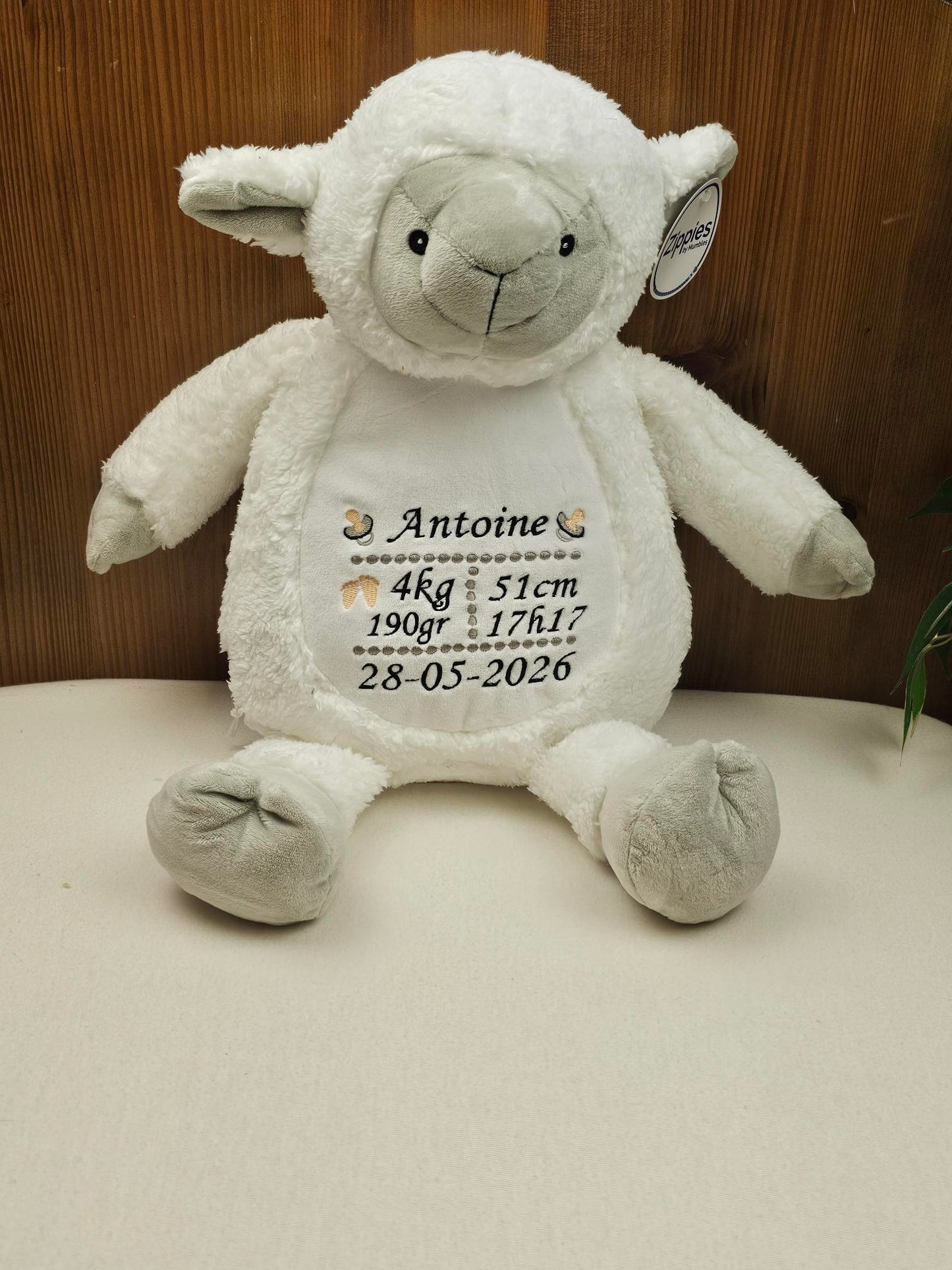Peluche Mumbles Zippies Brodée | Agneau | A personnaliser