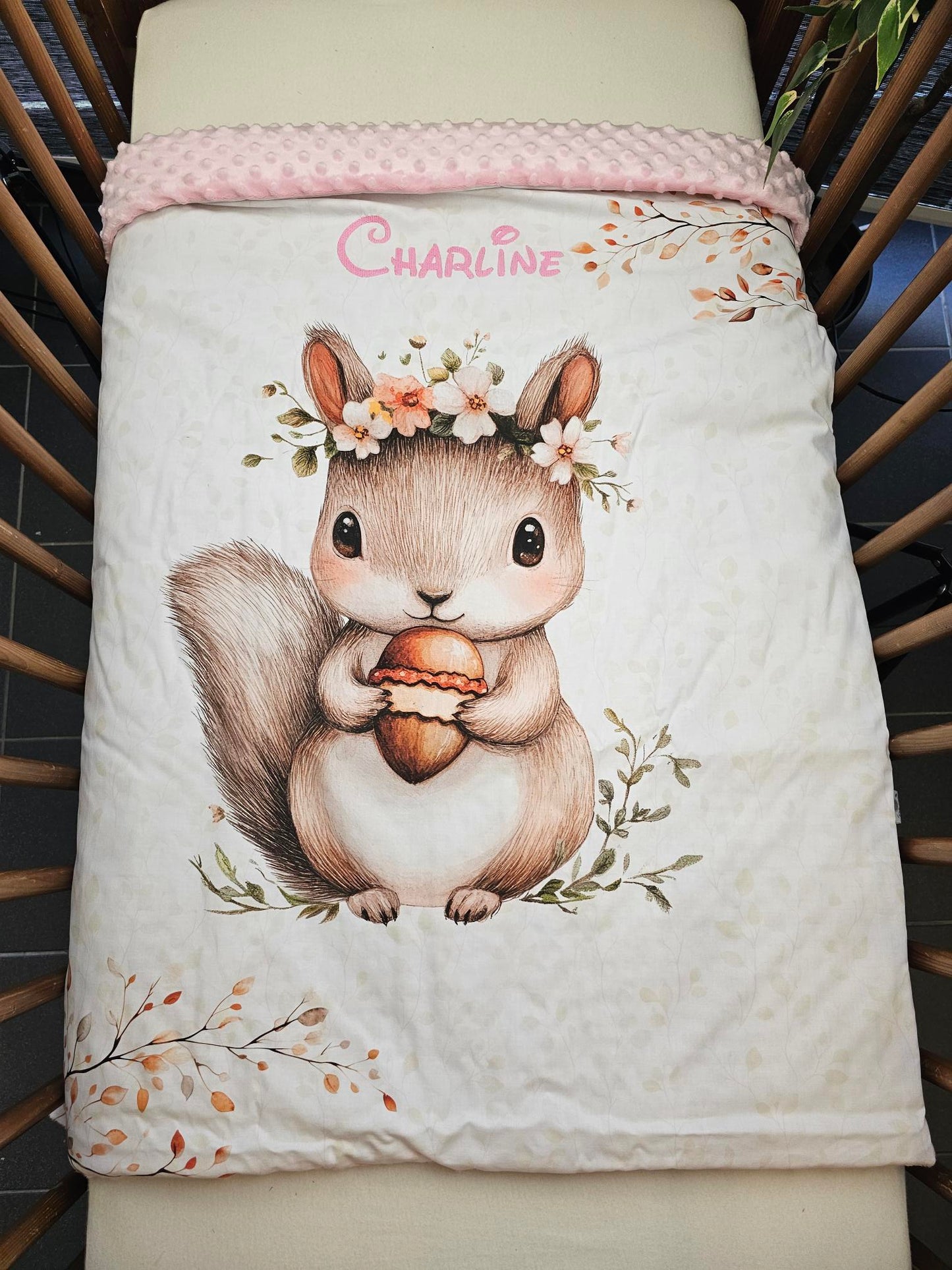 Couverture Plaid Bébé | Ecureuil Noisette | 70cm x 95cm | A Personnaliser