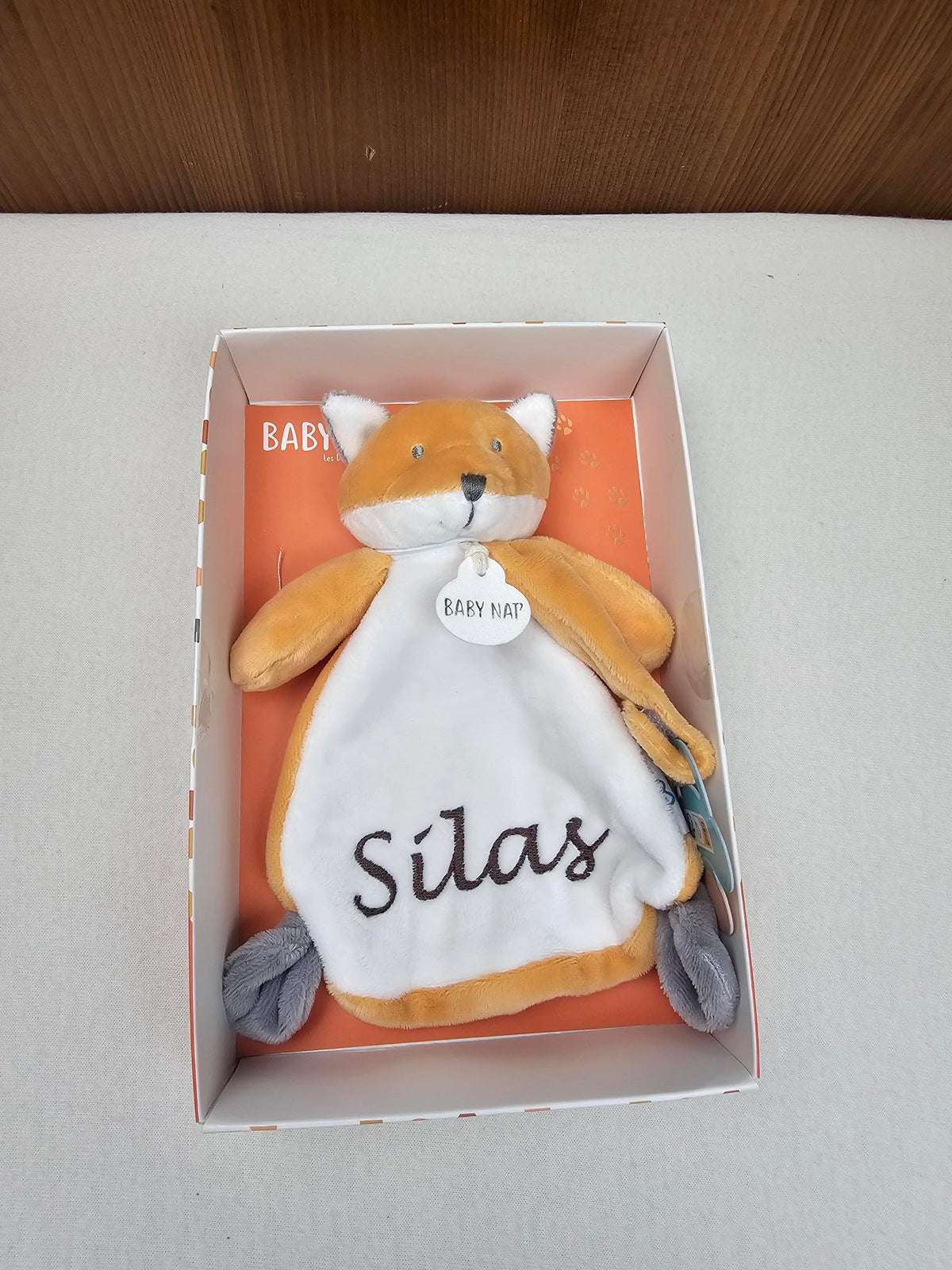 Coffret Doudou & Attache Sucette Renard Personnalisé | BabyNat