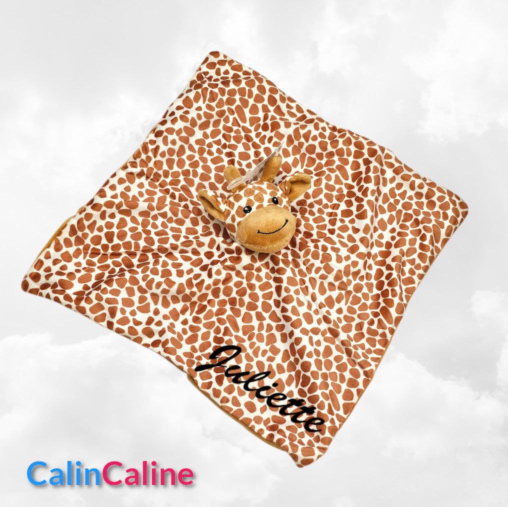 Doudou Mouchoir Plat Girafe 35cm | Prénom Personnalisé