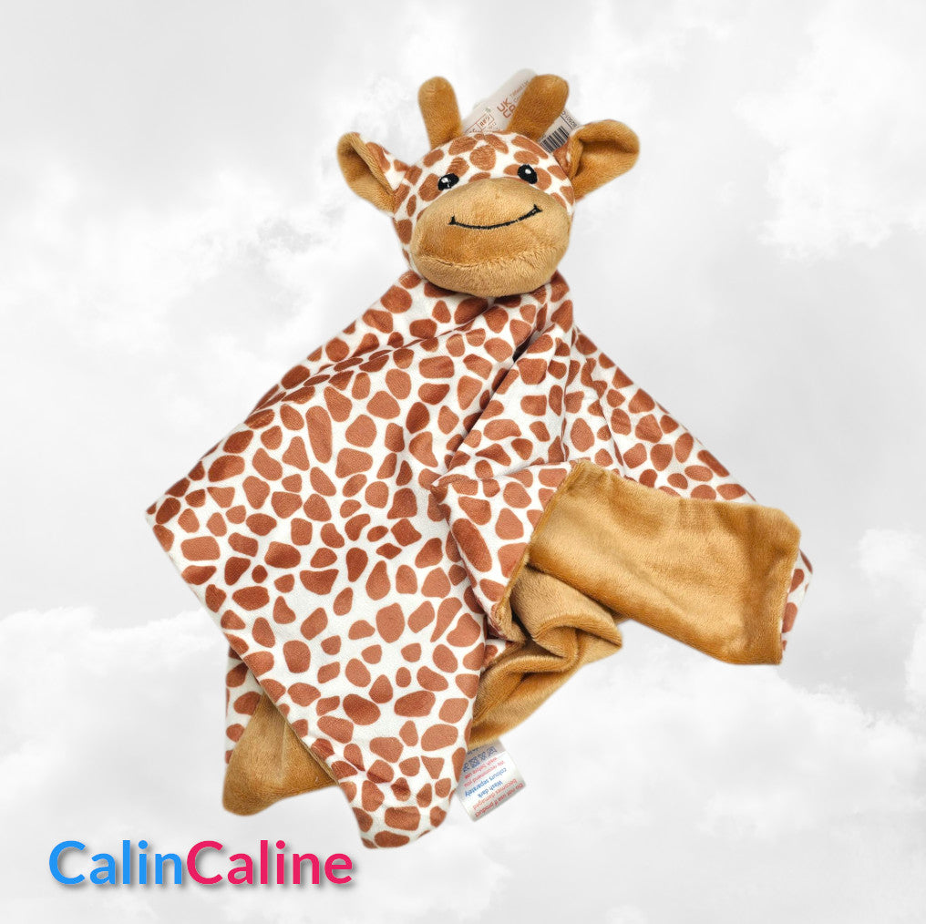 Doudou Mouchoir Plat Girafe 35cm | Prénom Personnalisé