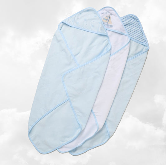 Trio Capes de bain Marin 0-3 ans | 71cm x 71cm | Prénom Brodé
