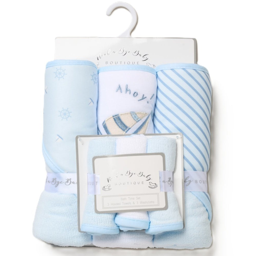 Trio Capes de bain Marin 0-3 ans | 71cm x 71cm | Prénom Brodé