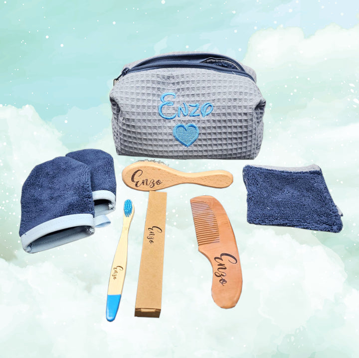 Créez Votre Trousse de Toilette Personnalisée | Peigne Brosse Lingettes inclus | Garçon