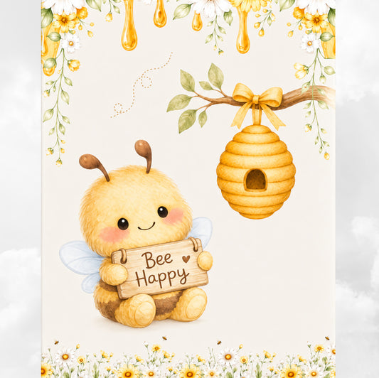 Couverture Plaid Bébé | Abeille Bee Happy | 70cm x 95cm | A Personnaliser