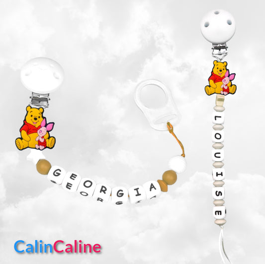 Attache Sucette A Perles En Silicone | Prénom Personnalisée | Winnie & Porcinet