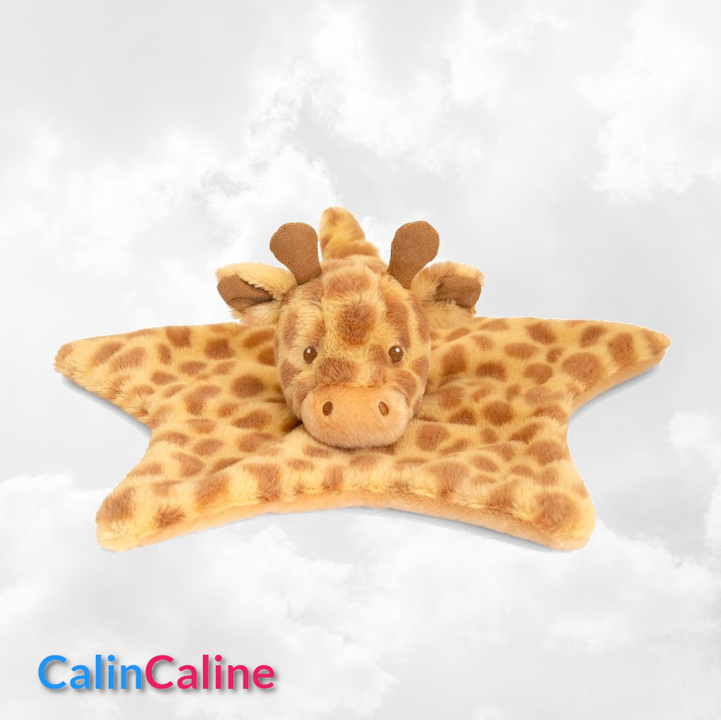 Doudou Plat Girafe Etoile 32cm | Prénom Personnalisé
