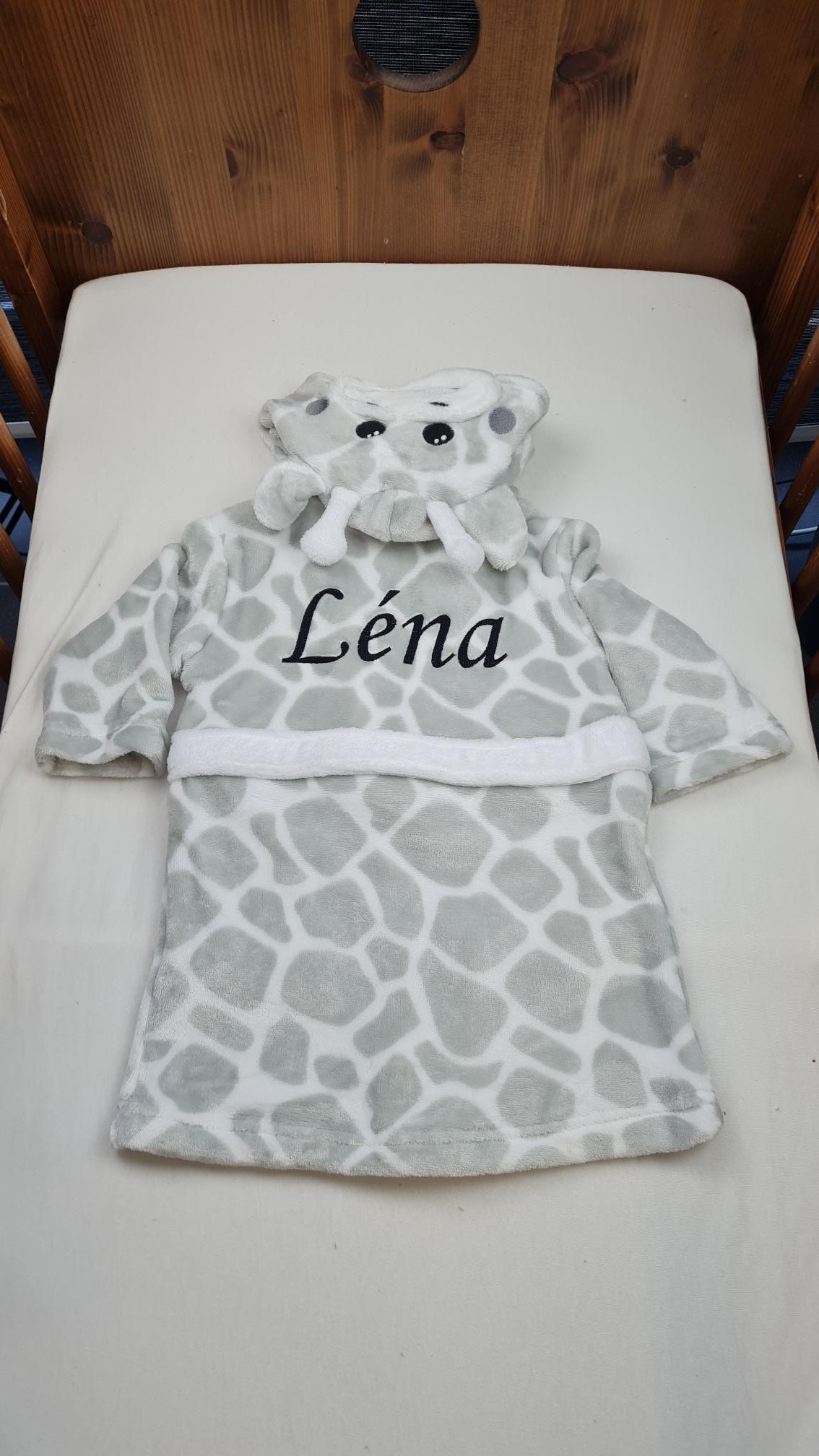 Peignoir bébé girafe personnalisé | Avec prénom brodé | 3 tailles
