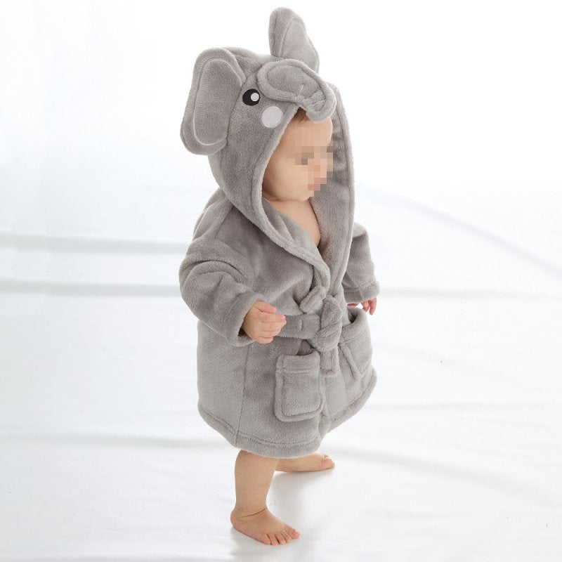 Peignoir éléphant enfant | Gris | Personnalisé avec prénom | 3 tailles