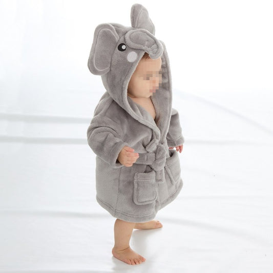 Peignoir éléphant enfant | Gris | Personnalisé avec prénom | 3 tailles