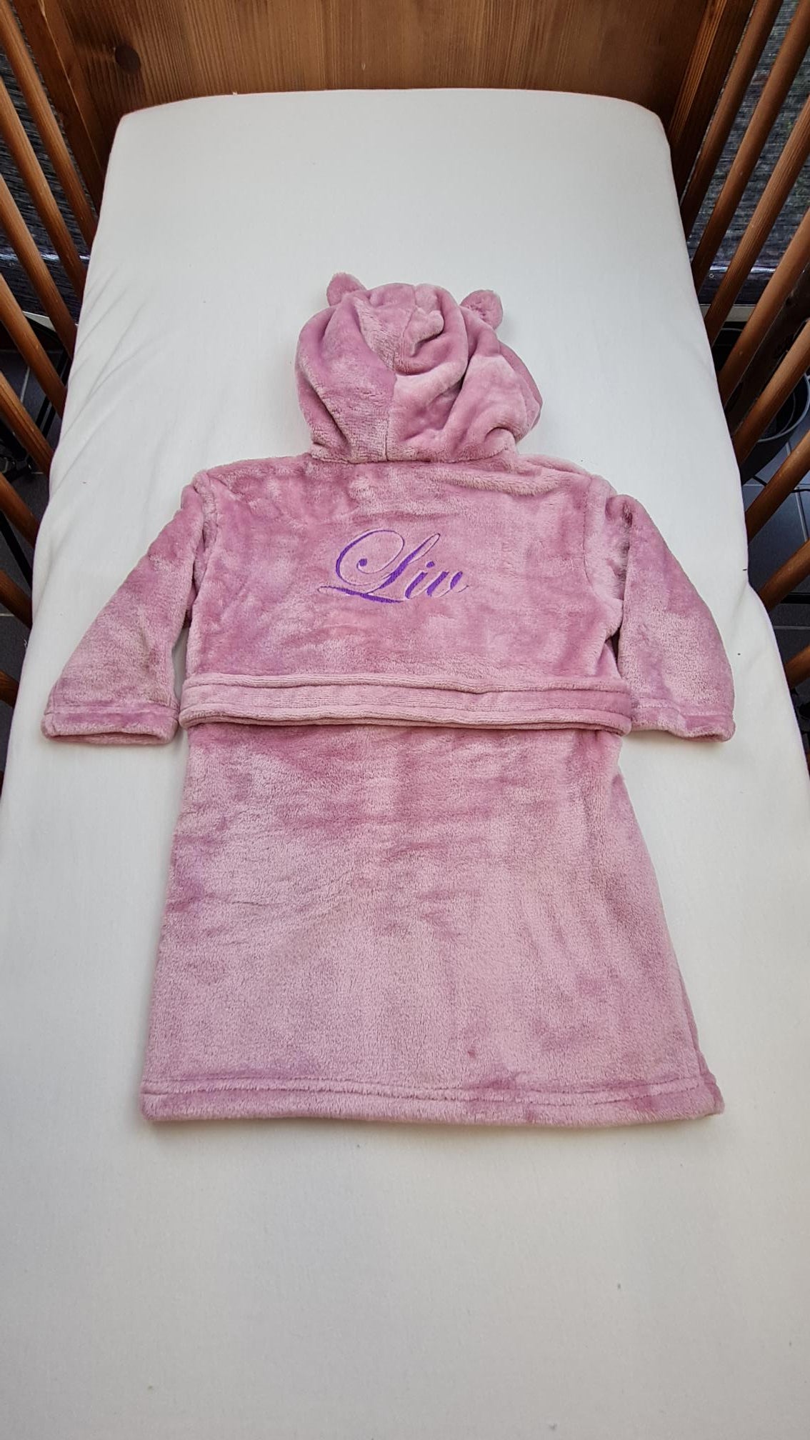 Peignoir enfant 6-24 mois | Rose Fox | Prénom brodé | 3 tailles - Calincaline.be