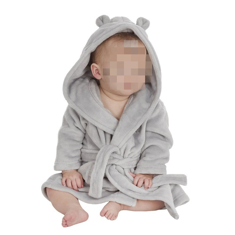 Peignoir enfant | Gris | Personnalisé avec prénom | 3 tailles
