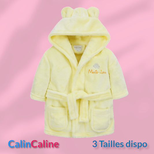 Peignoir enfant | Jaune | Personnalisé avec prénom | 3 tailles