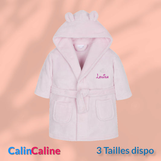 Peignoir enfant | Rose | Personnalisé avec prénom | 3 tailles