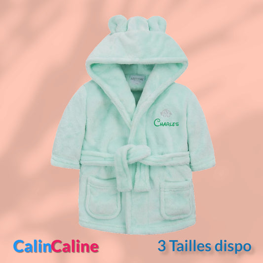 Peignoir enfant | Vert menthe | Personnalisé avec prénom | 3 tailles