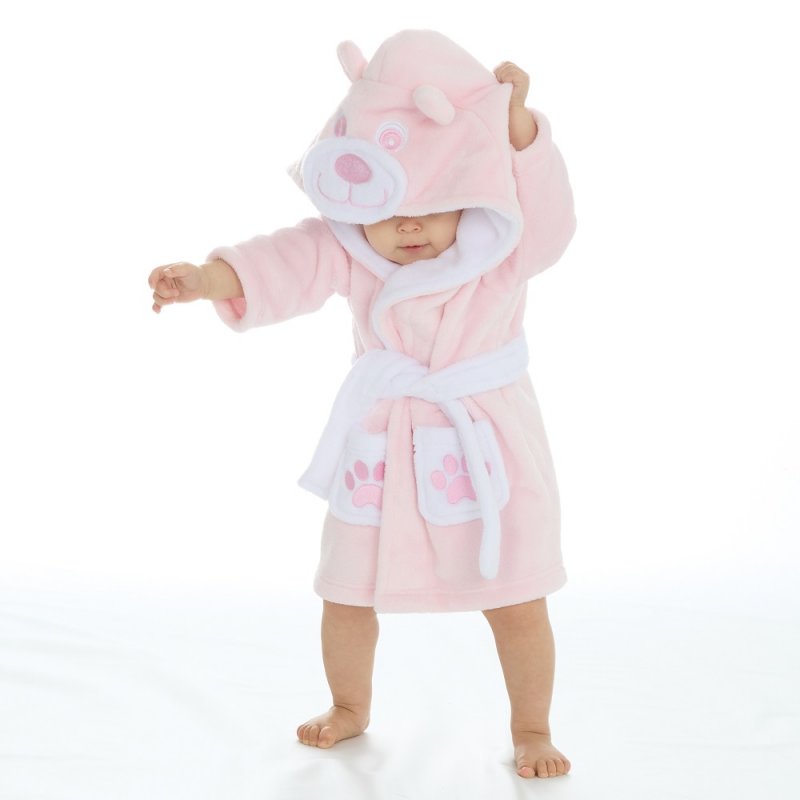Peignoir ourson enfant | Rose | Personnalisé avec prénom | 3 tailles
