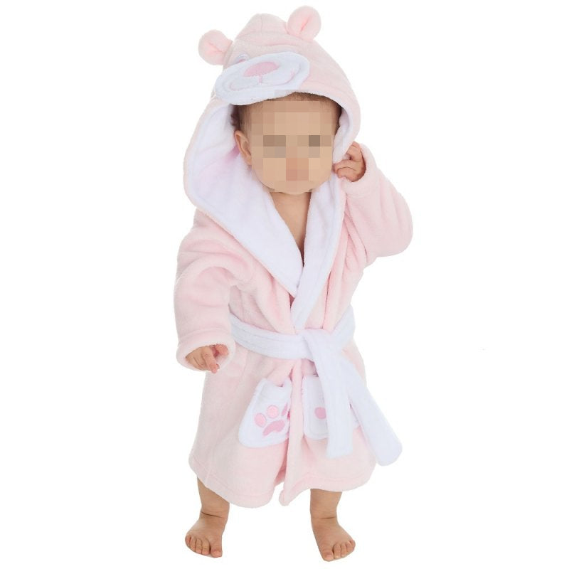 Peignoir ourson enfant | Rose | Personnalisé avec prénom | 3 tailles
