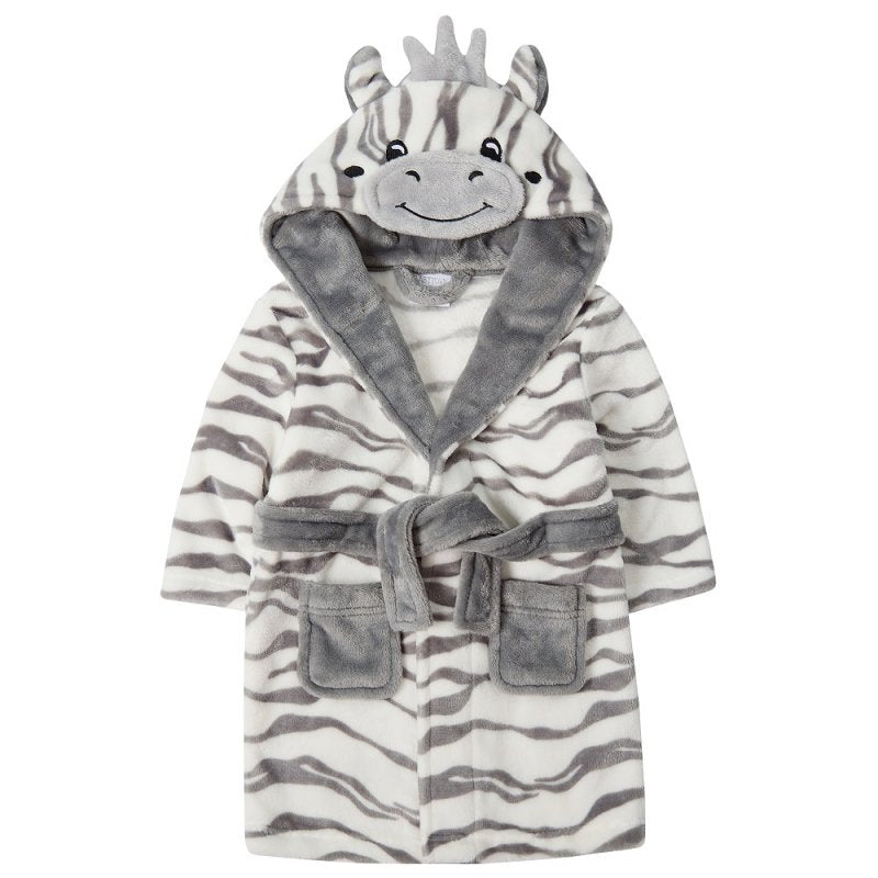 Peignoir Zèbre enfant | Gris et Blanc | Personnalisé avec prénom | 3 tailles