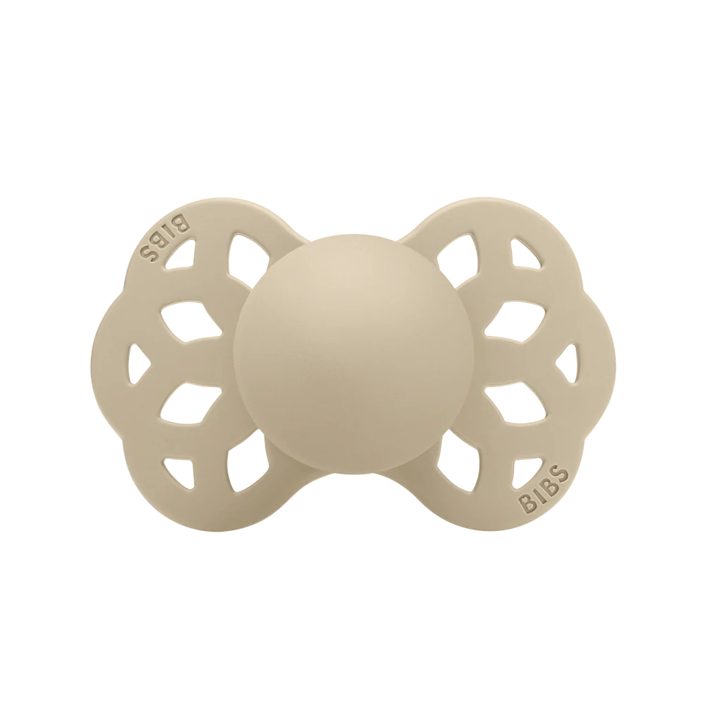 2 Sucettes physiologiques BIBS Infinity personnalisées | 0-6 mois | Vanille Pêche