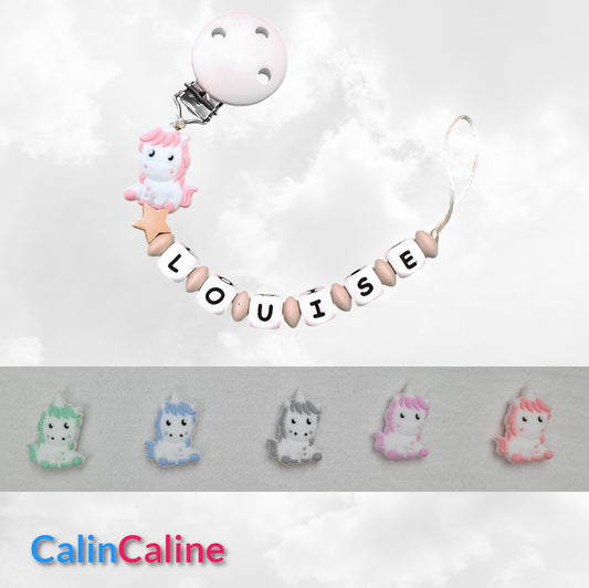 Attache Sucette A Perles En Silicone | Prénom Personnalisée | Licorne