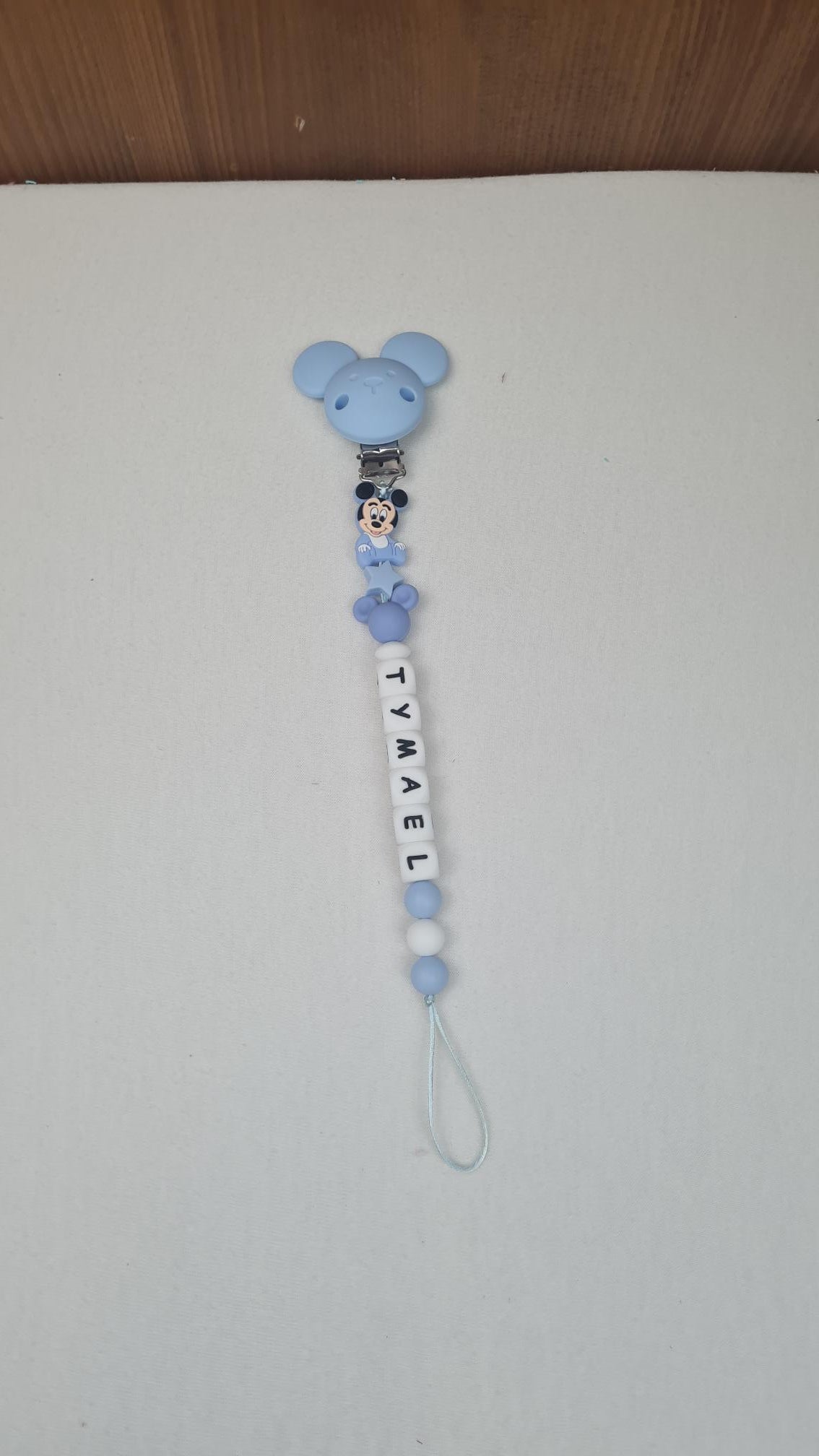 Attache Sucette A Perles En Silicone | Prénom Personnalisée | Mickey