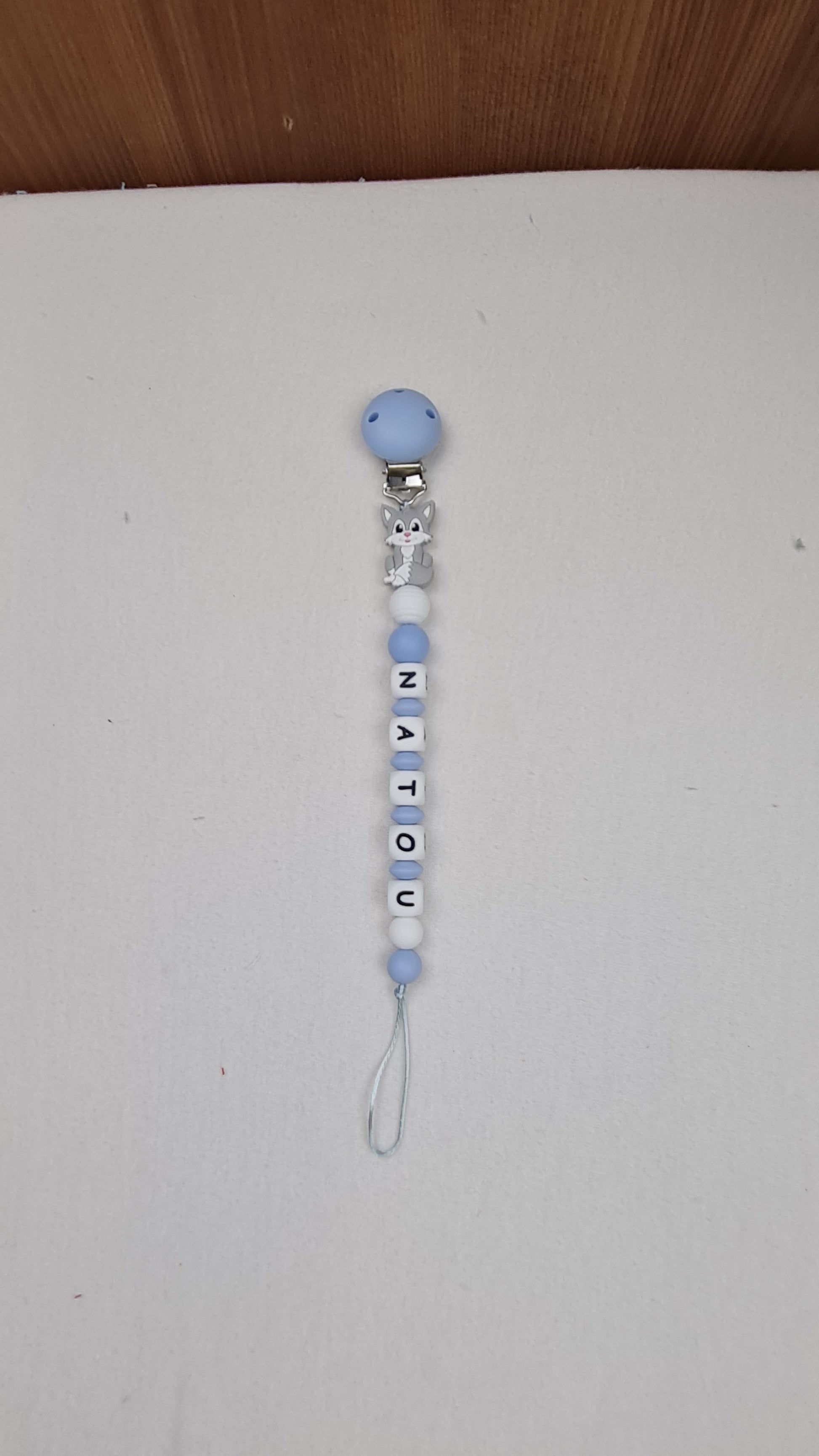 Attache Sucette A Perles En Silicone | Prénom Personnalisée | Renard