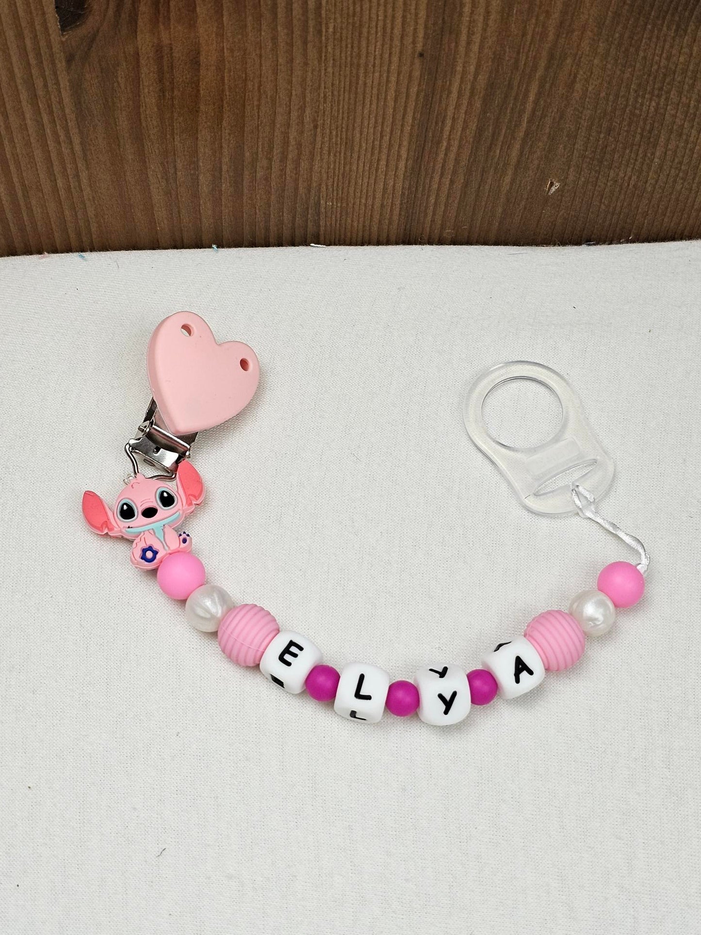 Attache Sucette A Perles En Silicone | Prénom Personnalisée | Angel - Calincaline.be