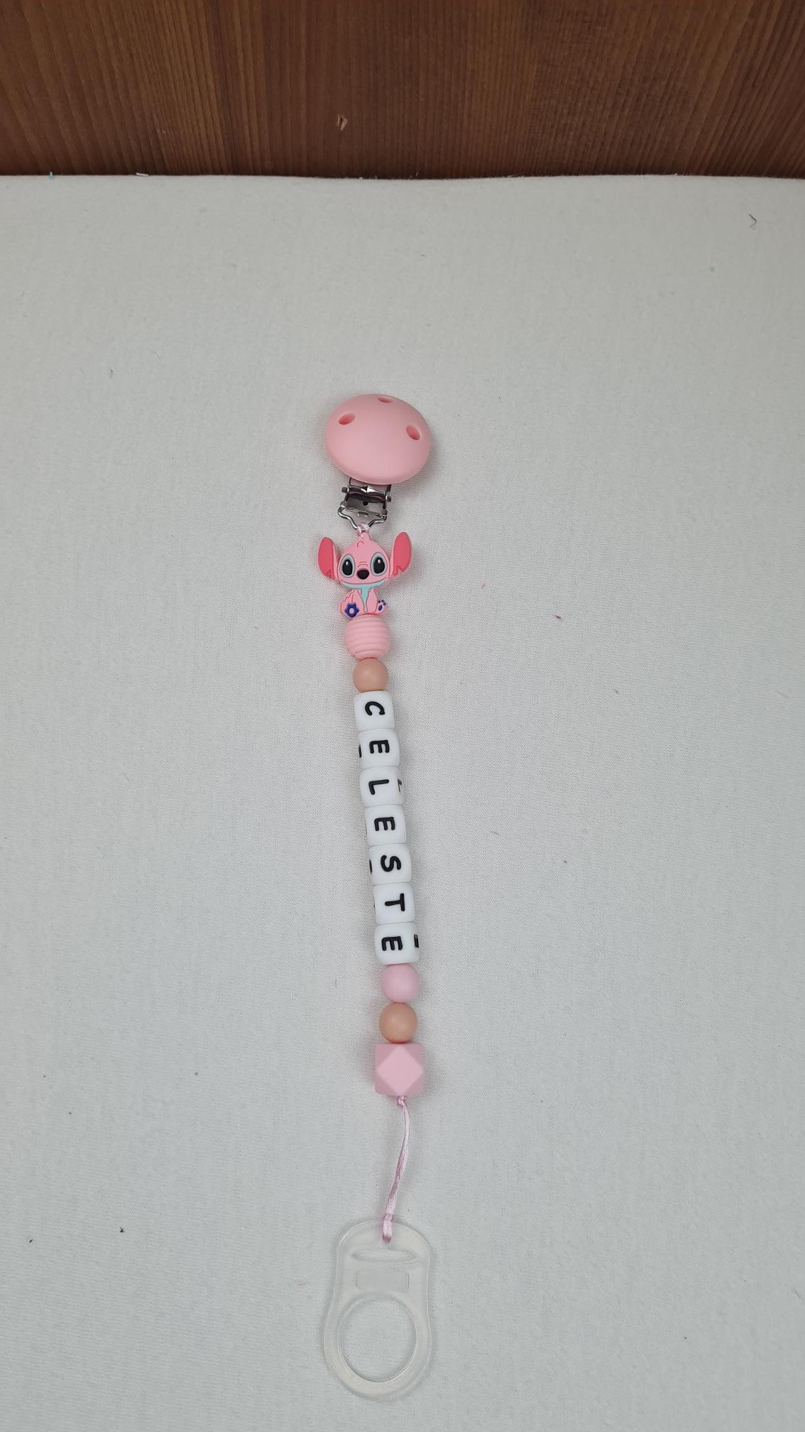 Attache Sucette A Perles En Silicone | Prénom Personnalisée | Angel - Calincaline.be