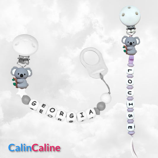 Attache Sucette A Perles En Silicone | Prénom Personnalisée | Koala Bambou