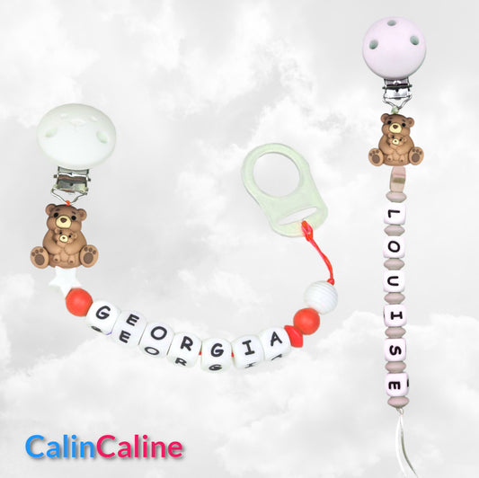 Attache Sucette A Perles En Silicone | Prénom Personnalisée | Maman Bébé Ourson