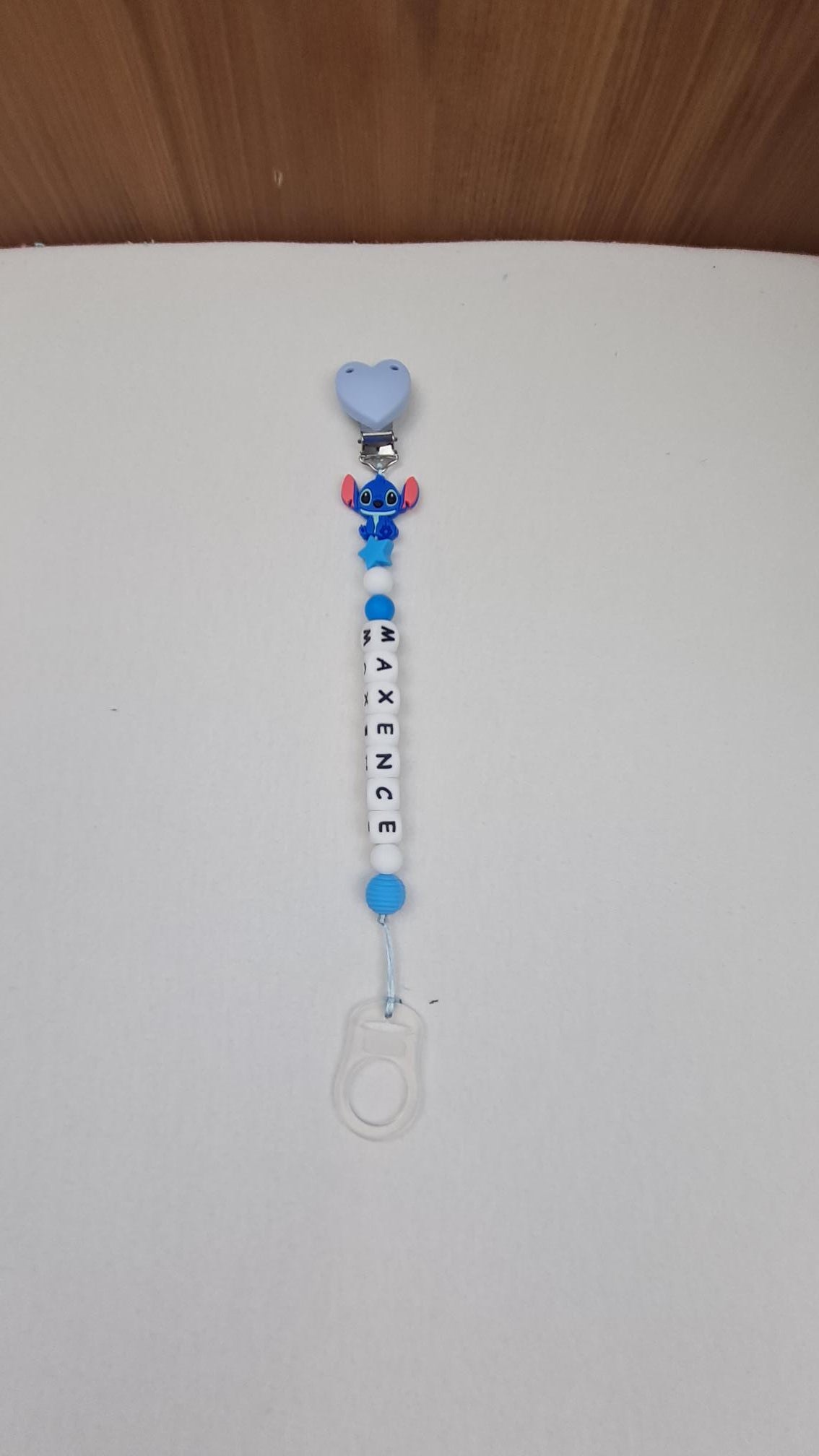 Attache Sucette A Perles En Silicone | Prénom Personnalisée | Stitch