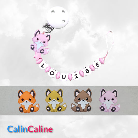 Attache Sucette A Perles En Silicone | Prénom Personnalisée | Baby Renard