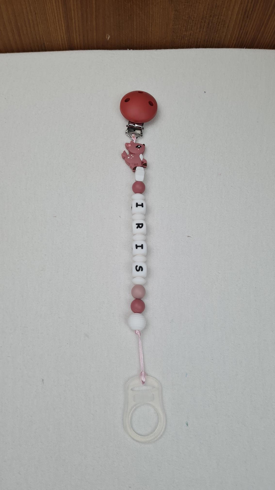 Attache Sucette A Perles En Silicone | Prénom Personnalisée | Biche