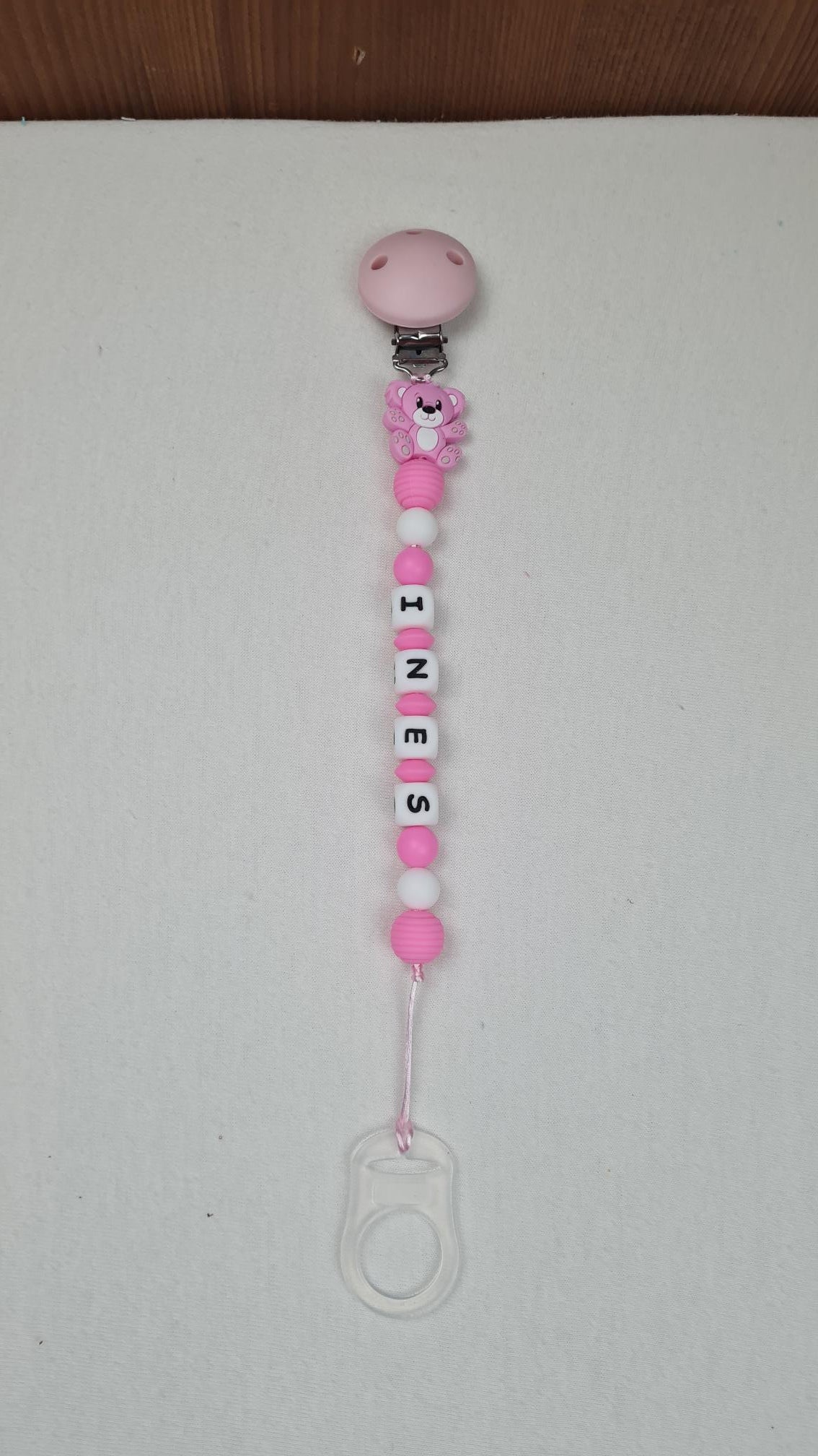 Attache Sucette A Perles En Silicone | Prénom Personnalisée | Koala - Calincaline.be