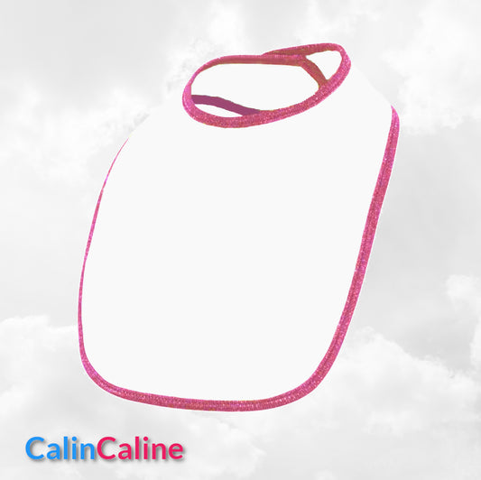Bavoir Coton bébé blanc/fuchsia personnalisé | Taille Unique | Figurine au choix