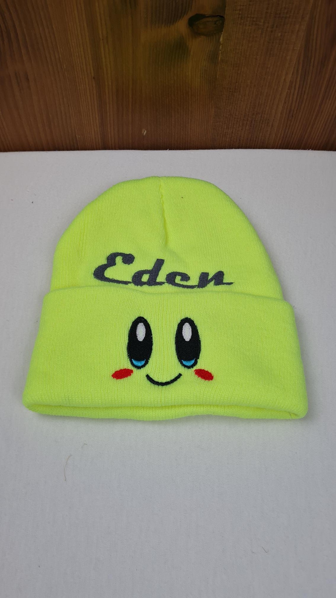 Bonnet Smile Jaune Personnalisé Avec Prénom | Taille Unique