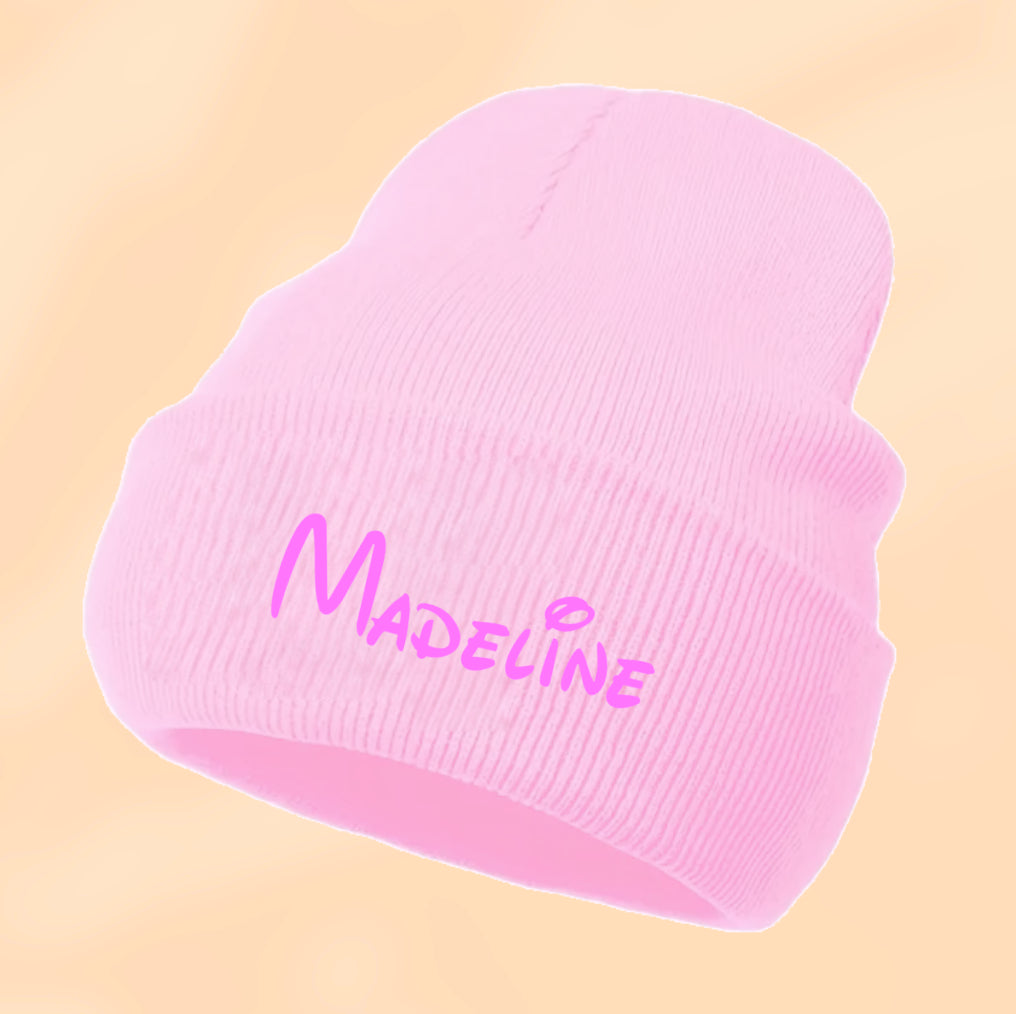 Bonnet Smile Rose Clair Personnalisé Avec Prénom | Taille Unique