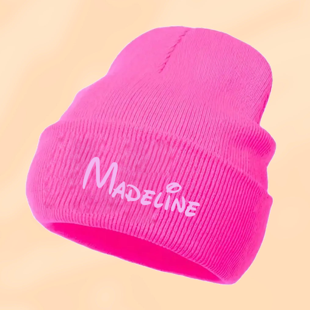 Bonnet Smile Rose Fluo Personnalisé Avec Prénom | Taille Unique