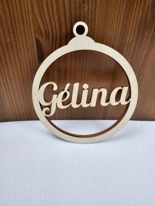 Boule de Noël Plate en Bois 11cm | Classique | Prénom au Choix