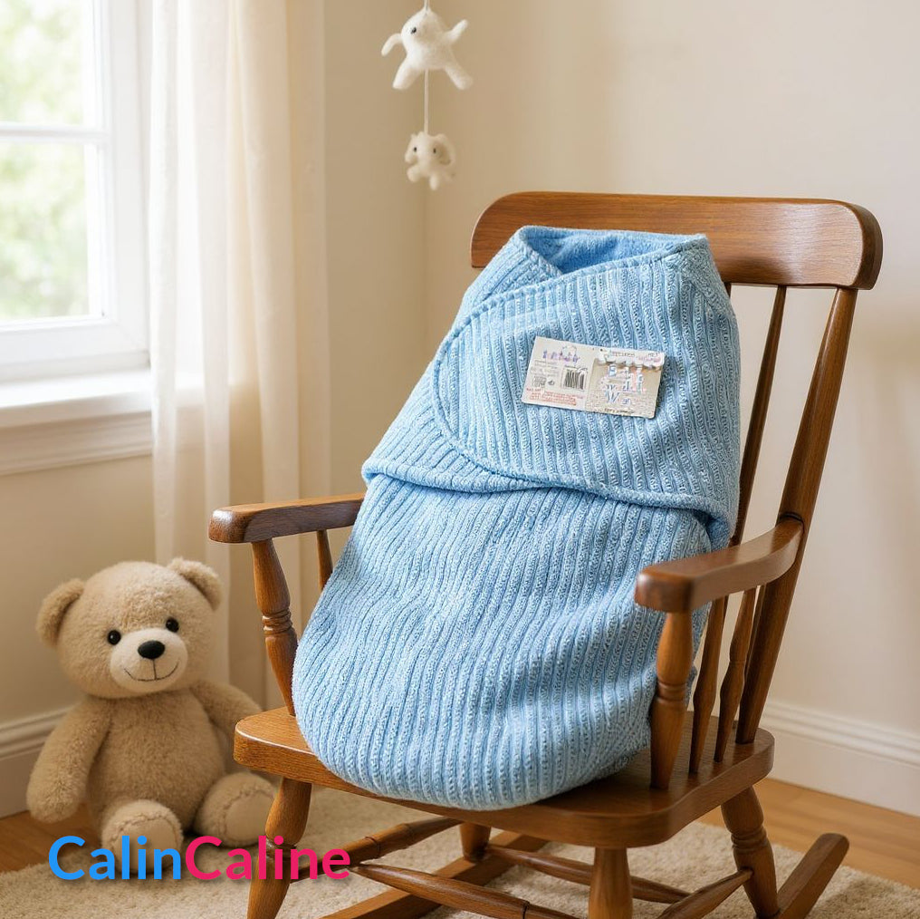 Couverture d'Emmaillotage Bébé | Bleu | 51cm x 30cm | Avec Prénom Brodé