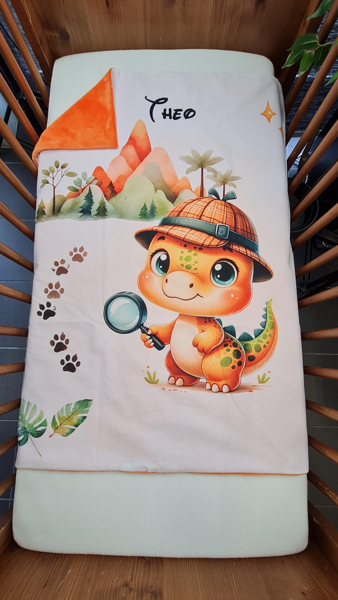 Couverture Plaid Bébé | Dino Jurassique | 70cm x 95cm | A Personnaliser